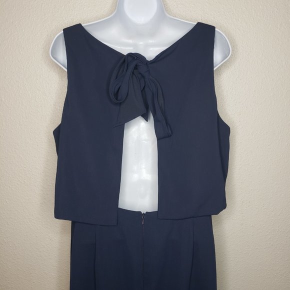 Jenny Yoo Sz 14 Sleeveless V-Neck Crepe Bridesmaid Dress, Midnight/Navy (1124) - Picture 5 of 7